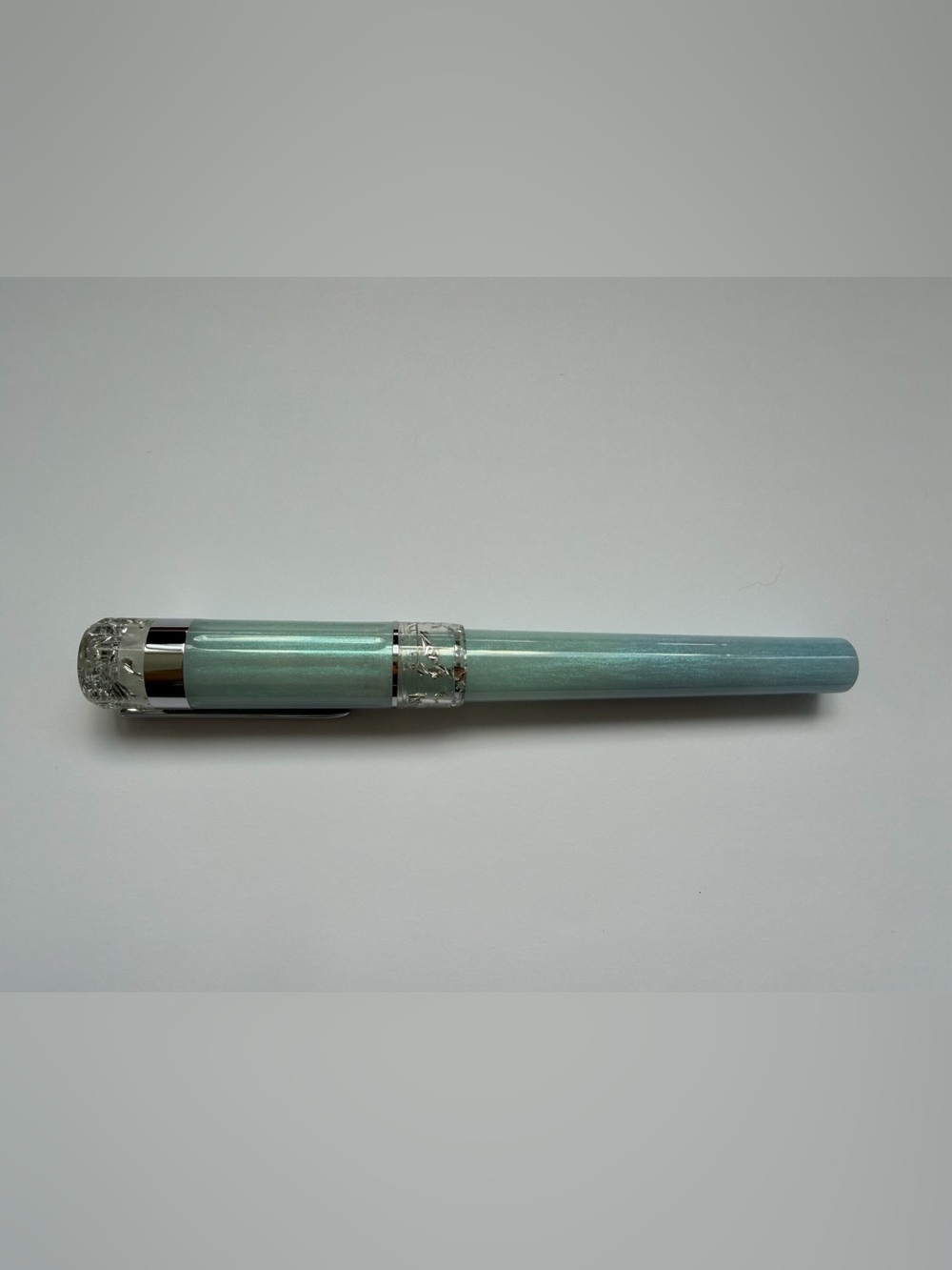 New Benu Exclusive Fountain Pen Tribute Selene Broad Nib Shimmer Blue Writing